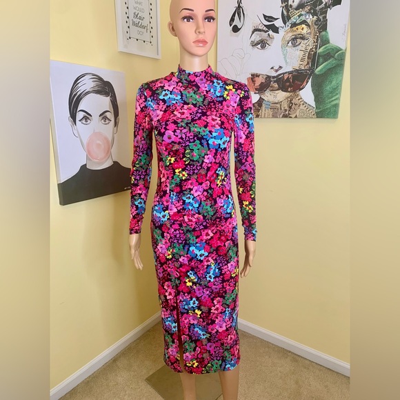 💫HP‼️💫 NWOT FUTURE COLLECTIVE - KAHLANA BARFIELD BROWN Floral Dress in Pink, XS - Picture 5 of 14